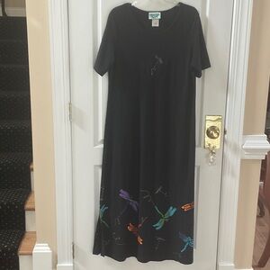 Black Maxi Dress with Colorful Embroidery